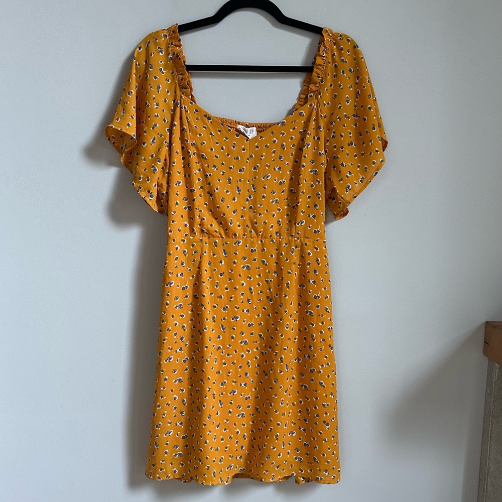 Sienna Sky Gold & Blue Floral Mini Dress